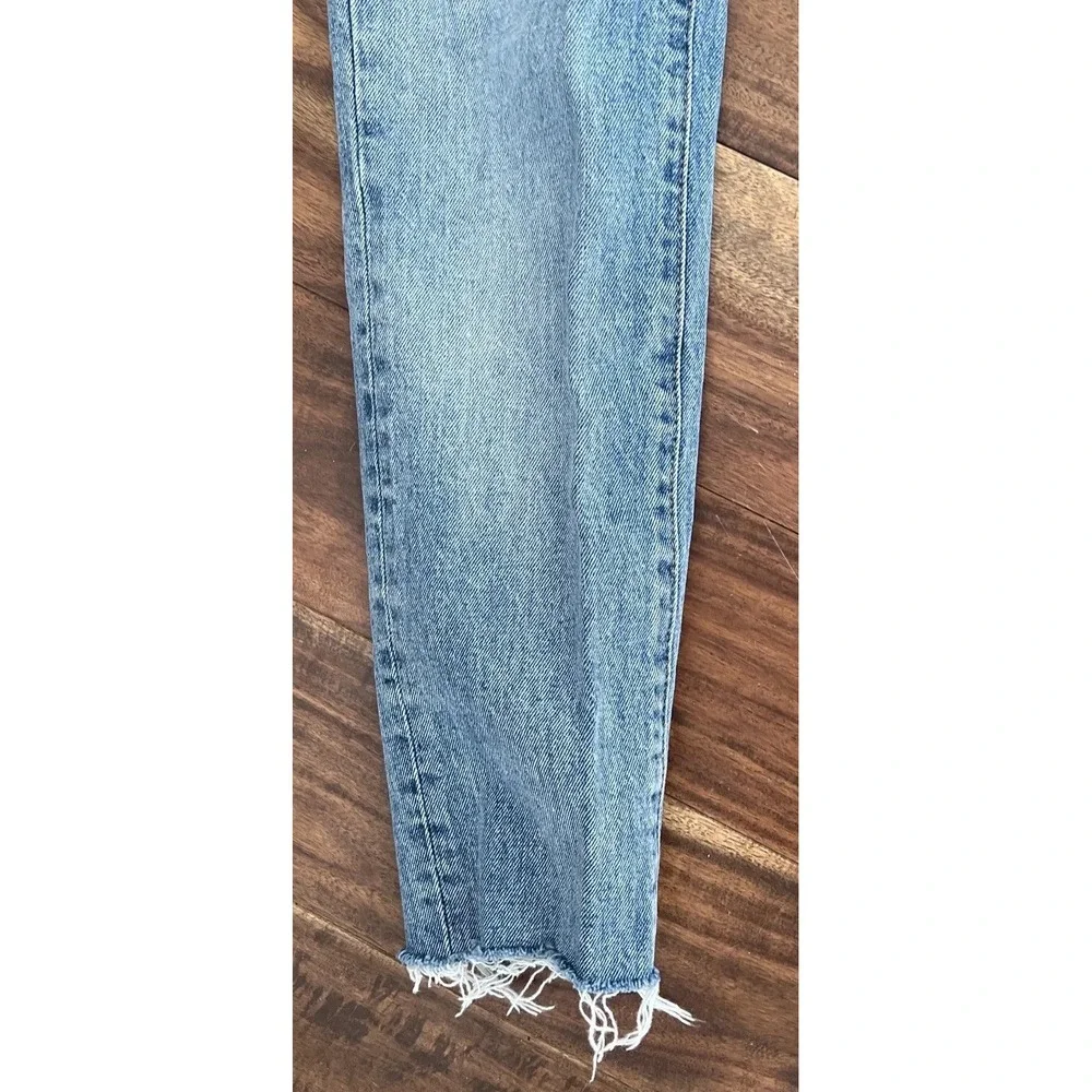 Free People We the Free Sz 26 High Rise Distressed Straight Ankle Jeans